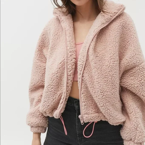Urban Outfitters Jackets Coats Urban Outfitters Pink Fluffy Teddy Jacket Poshmark